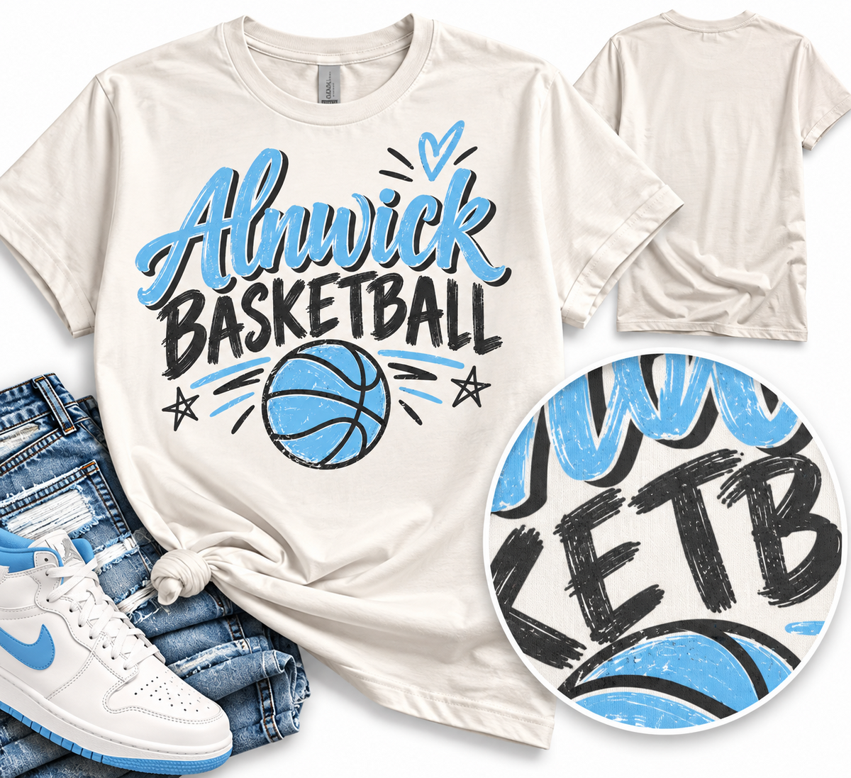 Alnwick Basketball – Light Blue & Black apparel mockup
