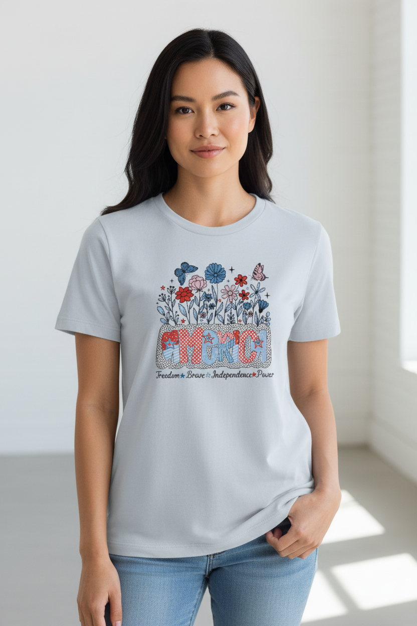 America Wildflower Patriotic Tee