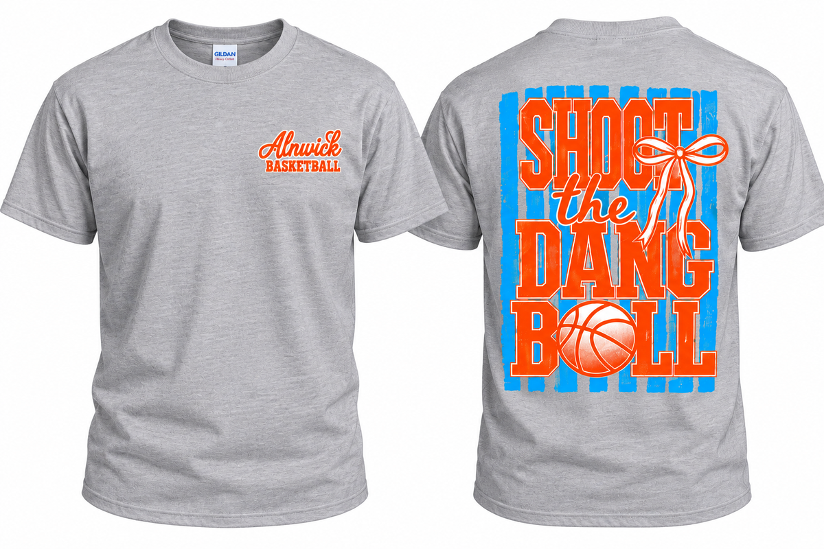 Shoot the Dang Ball front and back garment mockup