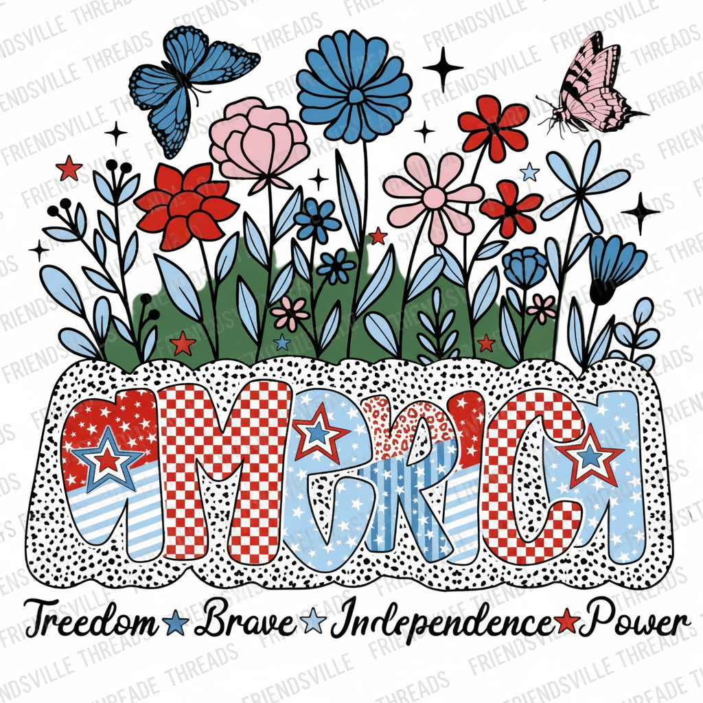 America Wildflower Patriotic Tee